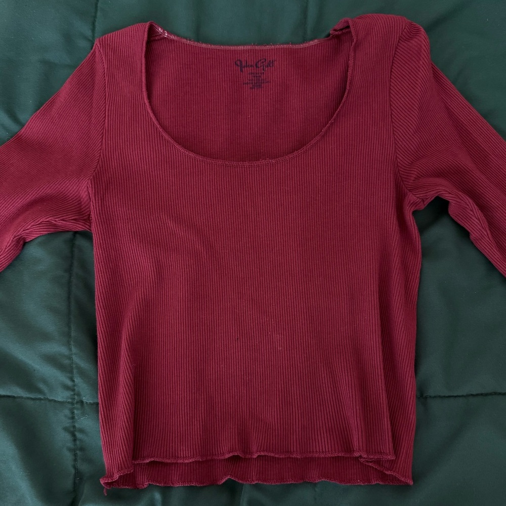 Brandy Melville Deep Red Ribbed Top